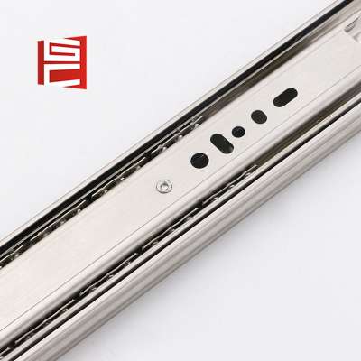 Stainless steel soft close kitchen 3-fold ball bearing drawer slide 45mm